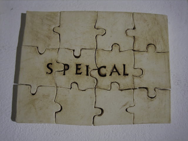ceramic puzzle complete with the word SPEICAL
