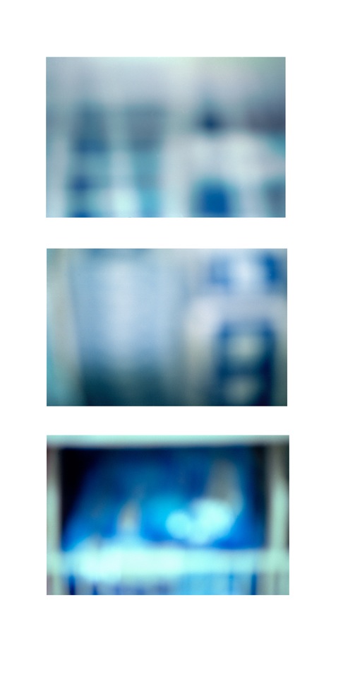 3 panels horizontal of blue and white lines